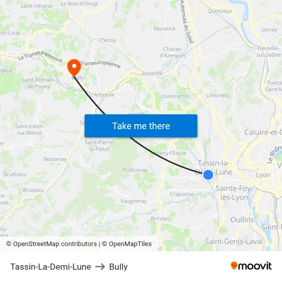 Tassin-La-Demi-Lune to Bully map