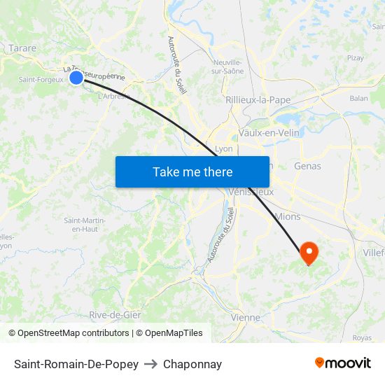 Saint-Romain-De-Popey to Chaponnay map