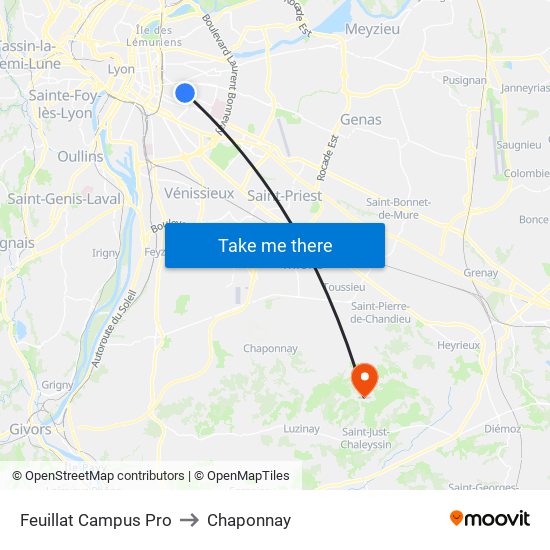 Feuillat Campus Pro to Chaponnay map