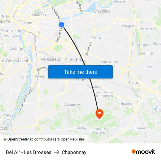 Bel Air - Les Brosses to Chaponnay map