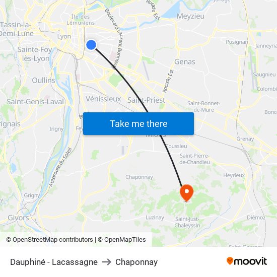 Dauphiné - Lacassagne to Chaponnay map