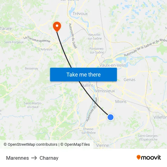 Marennes to Charnay map