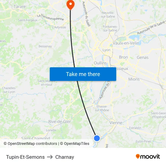 Tupin-Et-Semons to Charnay map