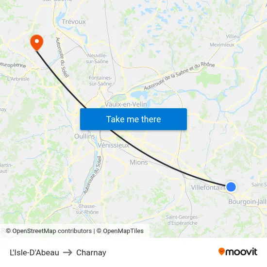 L'Isle-D'Abeau to Charnay map