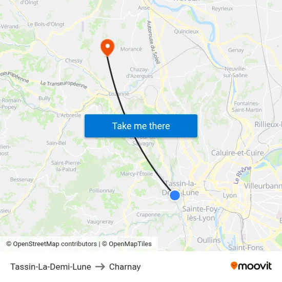 Tassin-La-Demi-Lune to Charnay map