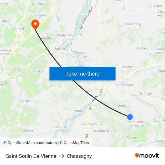 Saint-Sorlin-De-Vienne to Chassagny map