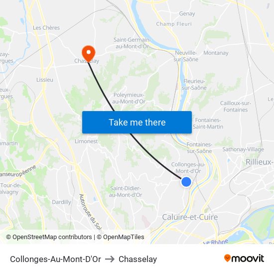 Collonges-Au-Mont-D'Or to Chasselay map