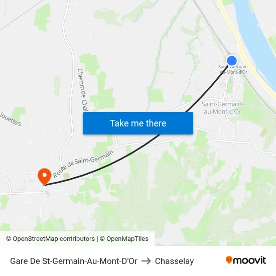 Gare De St-Germain-Au-Mont-D'Or to Chasselay map