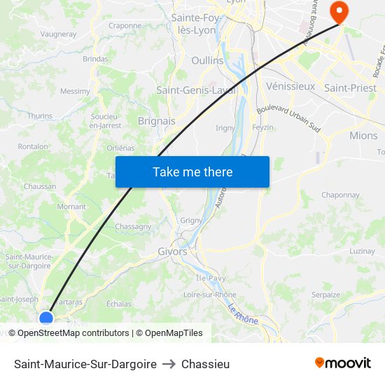 Saint-Maurice-Sur-Dargoire to Chassieu map