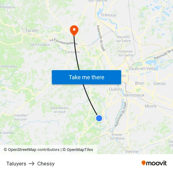 Taluyers to Chessy map