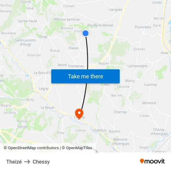 Theizé to Chessy map