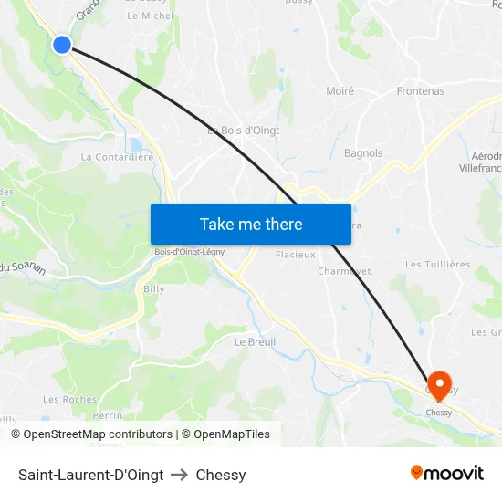 Saint-Laurent-D'Oingt to Chessy map