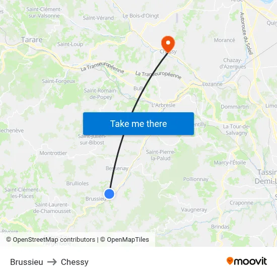 Brussieu to Chessy map