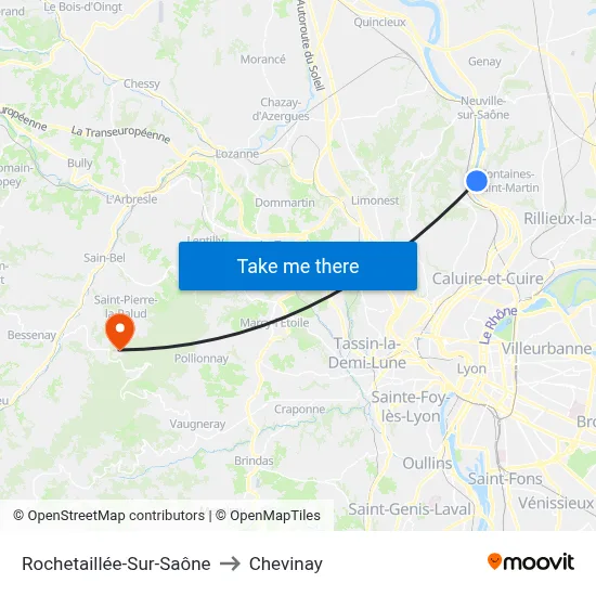 Rochetaillée-Sur-Saône to Chevinay map