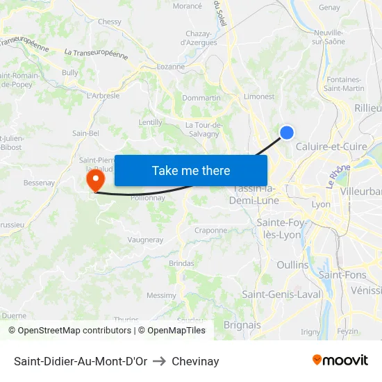 Saint-Didier-Au-Mont-D'Or to Chevinay map