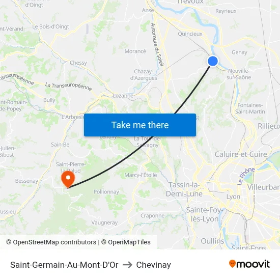 Saint-Germain-Au-Mont-D'Or to Chevinay map