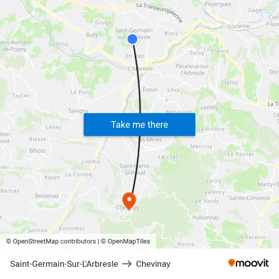 Saint-Germain-Sur-L'Arbresle to Chevinay map