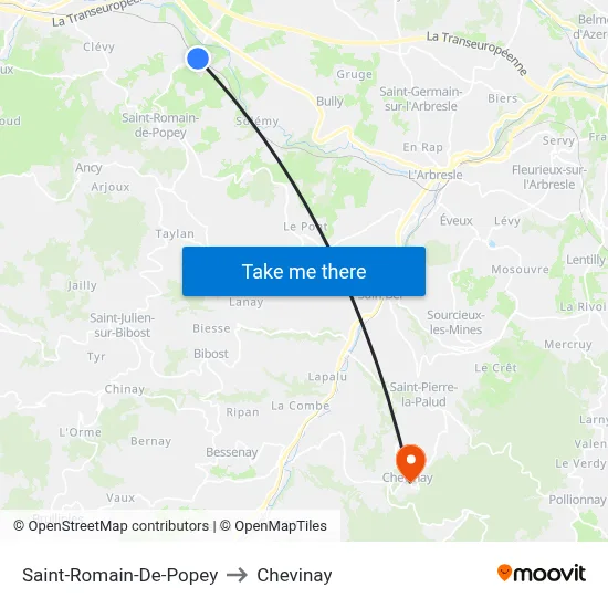Saint-Romain-De-Popey to Chevinay map