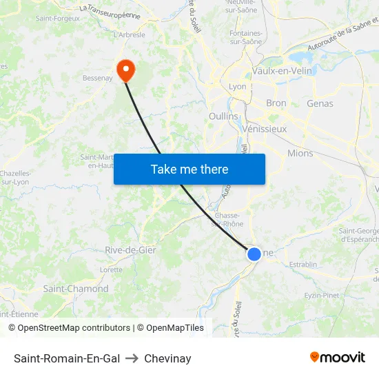 Saint-Romain-En-Gal to Chevinay map
