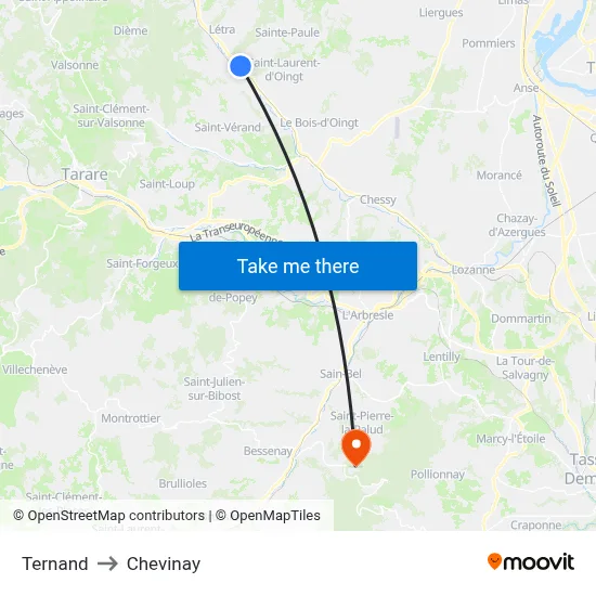 Ternand to Chevinay map