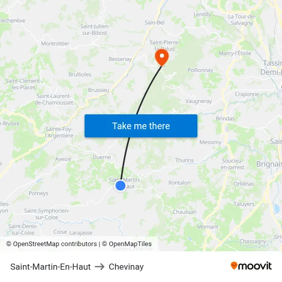Saint-Martin-En-Haut to Chevinay map