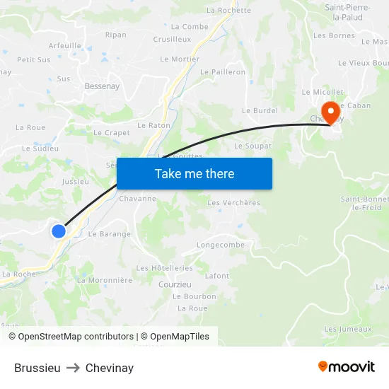 Brussieu to Chevinay map