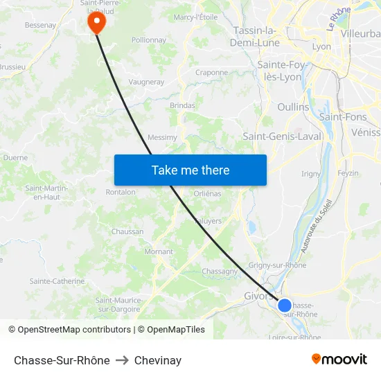 Chasse-Sur-Rhône to Chevinay map