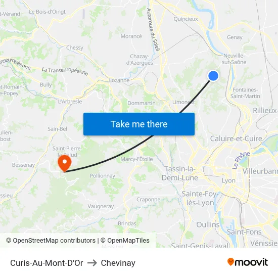Curis-Au-Mont-D'Or to Chevinay map