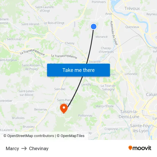 Marcy to Chevinay map
