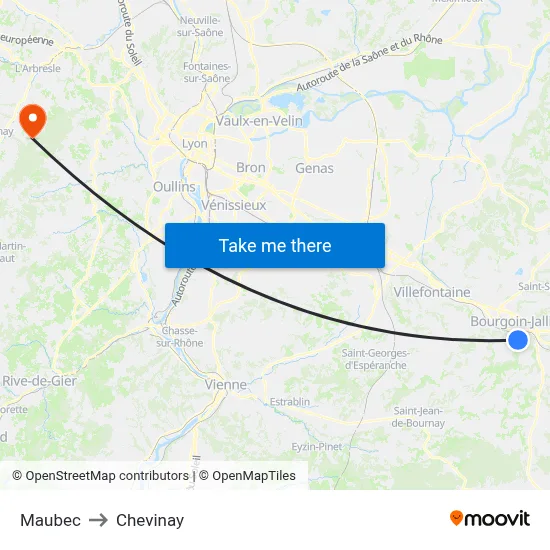 Maubec to Chevinay map
