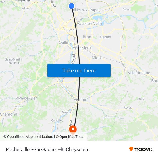 Rochetaillée-Sur-Saône to Cheyssieu map