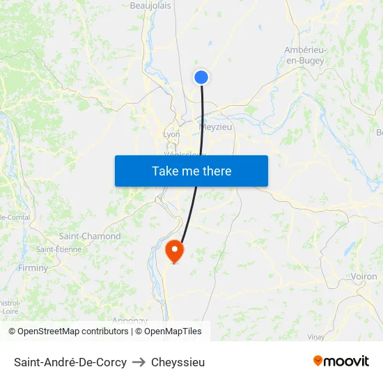 Saint-André-De-Corcy to Cheyssieu map