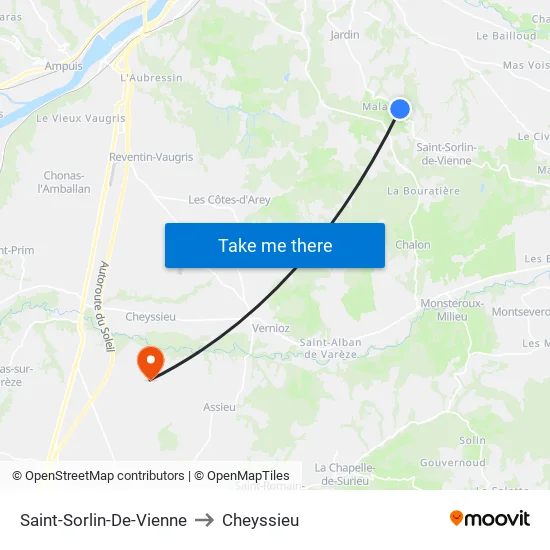 Saint-Sorlin-De-Vienne to Cheyssieu map