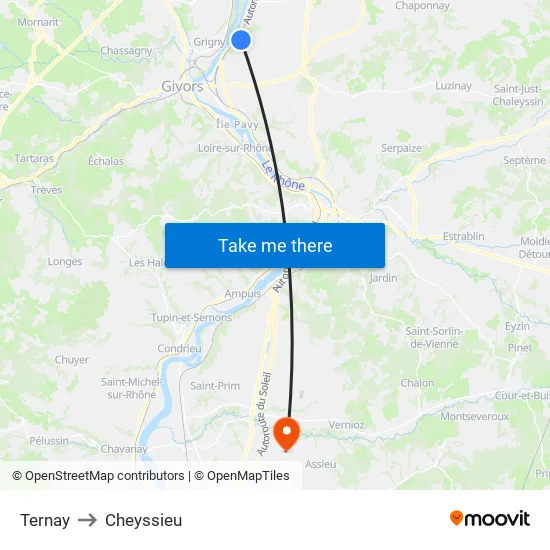 Ternay to Cheyssieu map