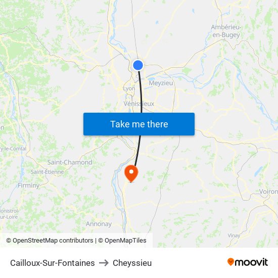 Cailloux-Sur-Fontaines to Cheyssieu map