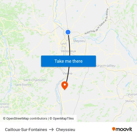 Cailloux-Sur-Fontaines to Cheyssieu map