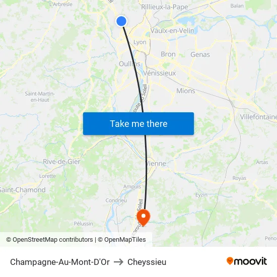 Champagne-Au-Mont-D'Or to Cheyssieu map