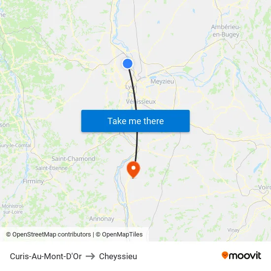 Curis-Au-Mont-D'Or to Cheyssieu map