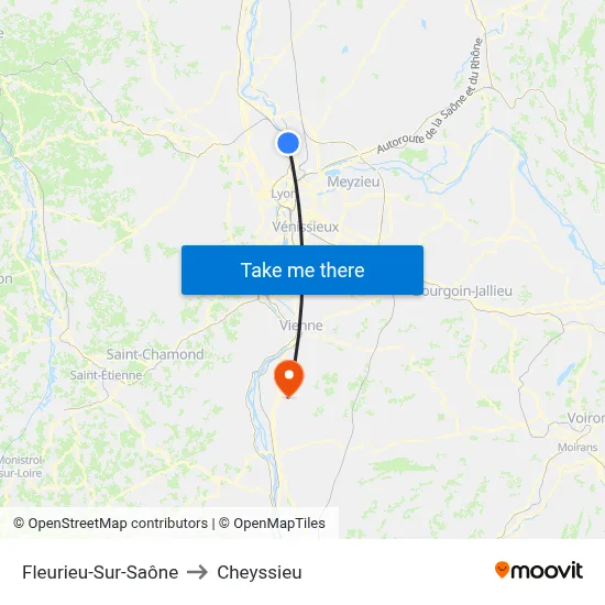 Fleurieu-Sur-Saône to Cheyssieu map