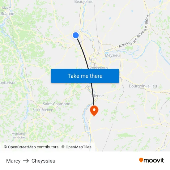 Marcy to Cheyssieu map