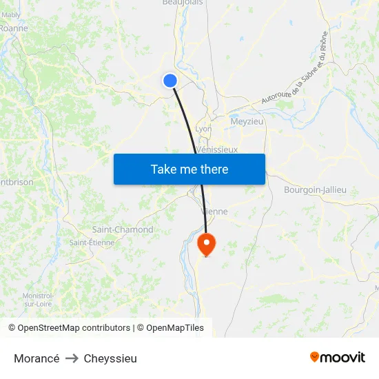 Morancé to Cheyssieu map