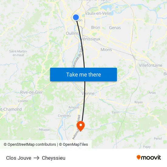 Clos Jouve to Cheyssieu map