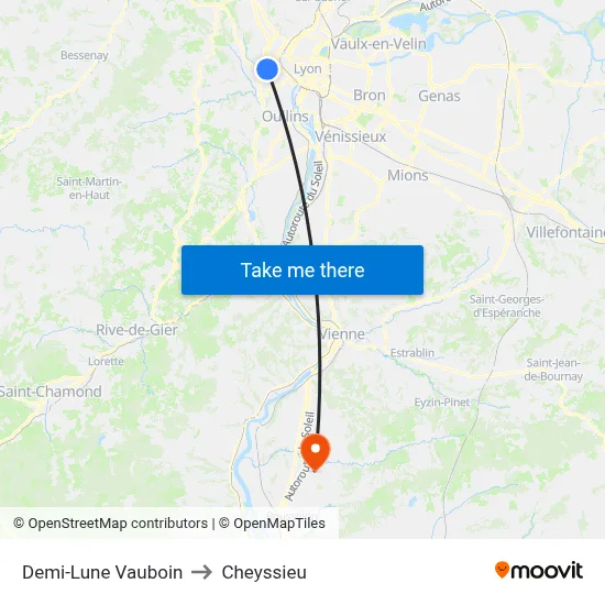 Demi-Lune Vauboin to Cheyssieu map