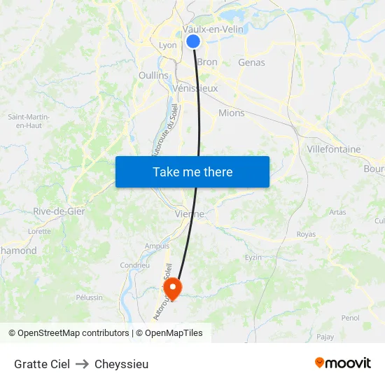 Gratte Ciel to Cheyssieu map