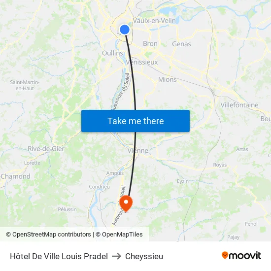 Hôtel De Ville Louis Pradel to Cheyssieu map