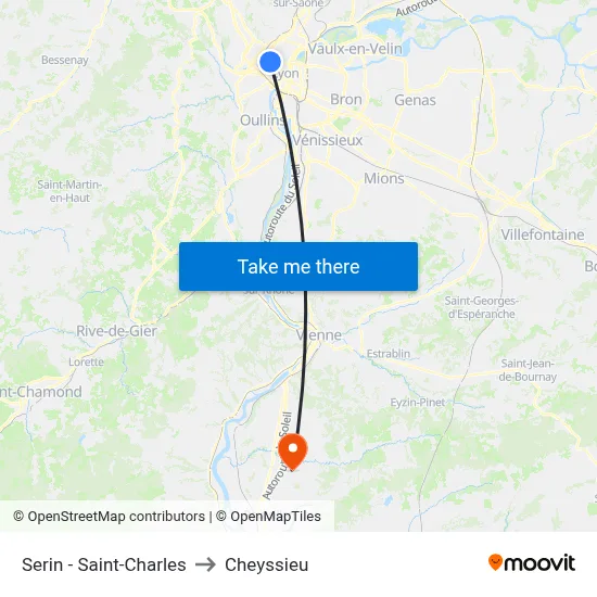 Serin - Saint-Charles to Cheyssieu map