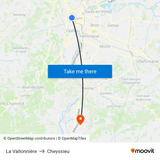 La Vallonnière to Cheyssieu map