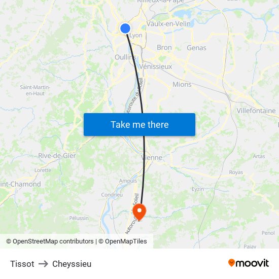 Tissot to Cheyssieu map