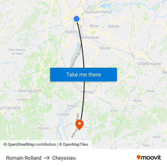 Romain Rolland to Cheyssieu map