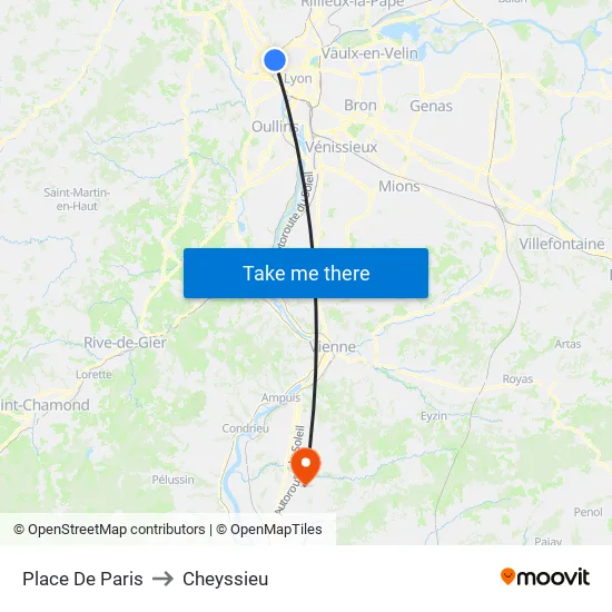 Place De Paris to Cheyssieu map